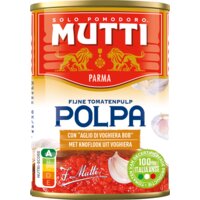 Een afbeelding van Mutti Polpa met knoflook