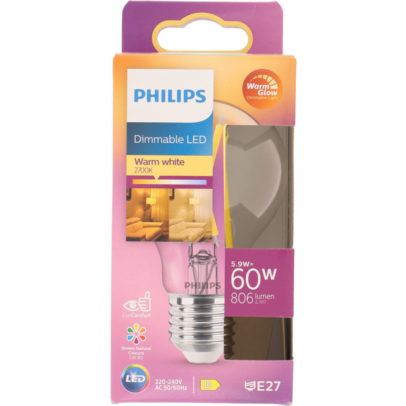 Een afbeelding van Philips Led lamp filament 60w e27 dimbaar