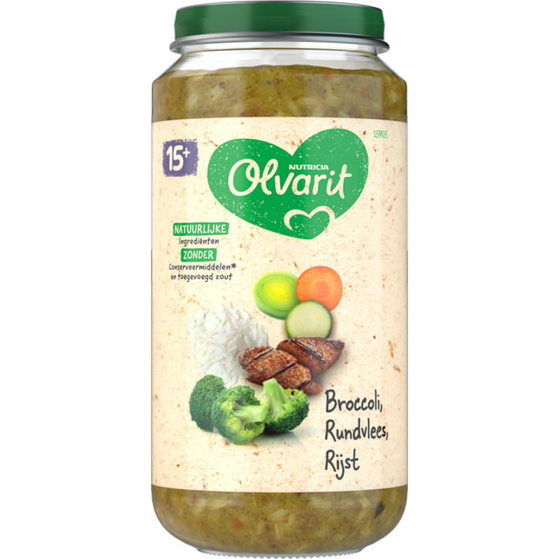 Een afbeelding van Olvarit 15+ mnd broccoli rundvlees rijst