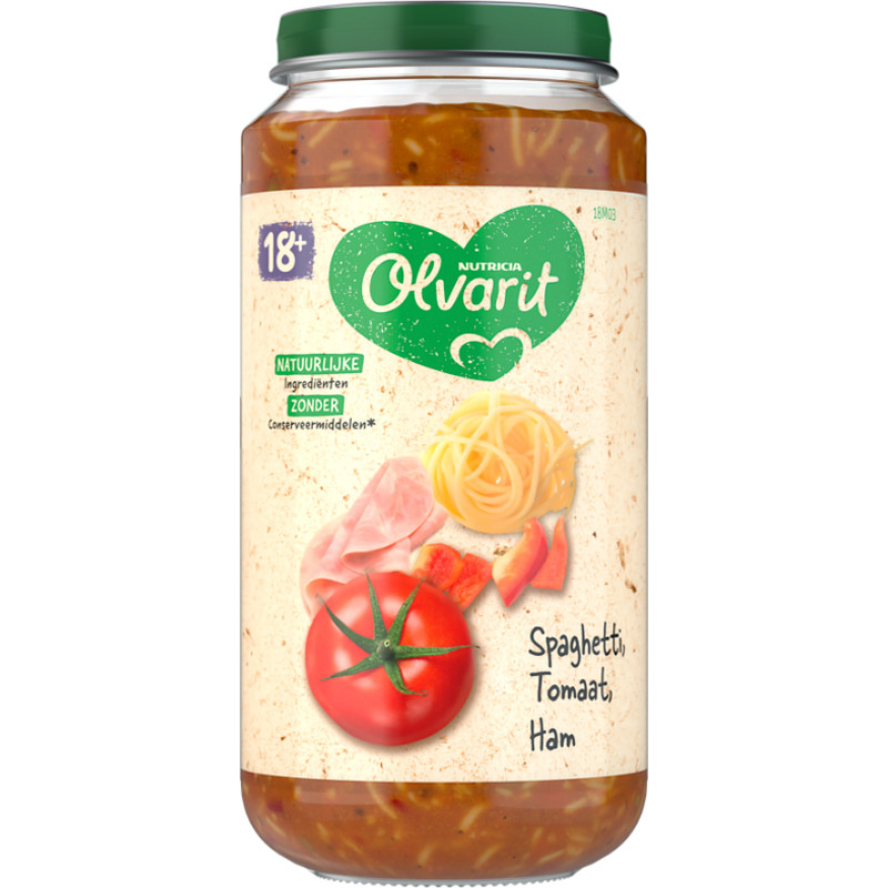 Een afbeelding van Olvarit Spaghetti tomaat ham 18 mnd