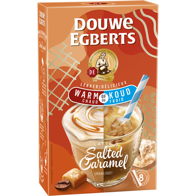 Een afbeelding van Douwe Egberts Warm of koud latte salted caramel