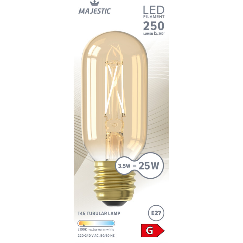 Een afbeelding van Majestic Led fil buis goud E27 25W