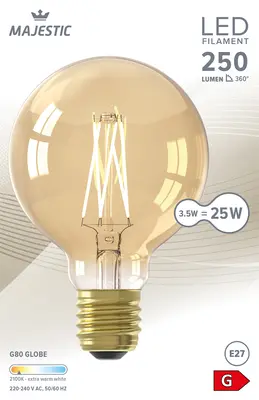 pdp-image-Majestic Led fil globe goud E27 25W