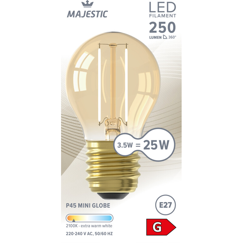 Een afbeelding van Majestic Led fil kogel goud E27 25W