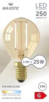Majestic Led fil kogel goud E14 25W