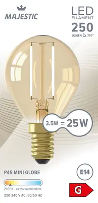 pdp-image-Majestic Led fil kogel goud E14 25W