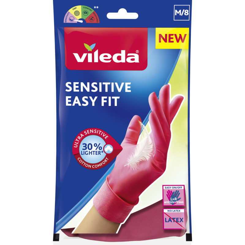 Een afbeelding van Vileda Handschoenen sensitive easy fit M