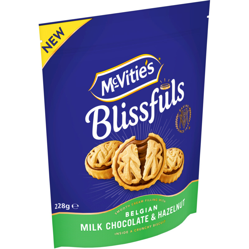 Een afbeelding van McVitie's Blissfuls milk chocolate & hazelnut