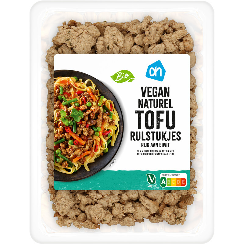 Een afbeelding van AH Biologisch Vegan naturel tofu rulstukjes
