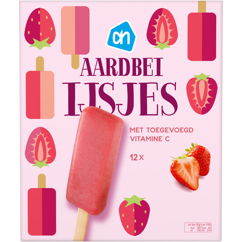Een afbeelding van AH Aardbei ijsjes met vitamine c