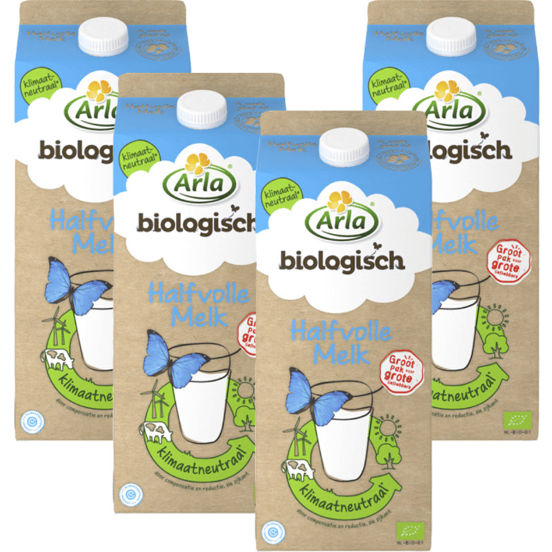Een afbeelding van Arla Biologisch halfvolle melk 1,5L 4 pack