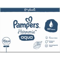 Een afbeelding van Pampers Harmonie aqua 0% plastic baby wipes