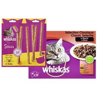 Een afbeelding van Whiskas kattenvoer en kattensnack pakket	