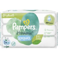 Een afbeelding van Pampers Harmonie aqua babydoekjes 3-pack