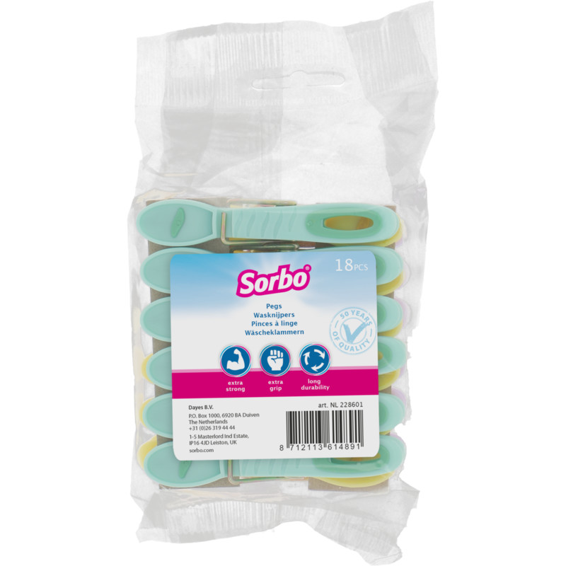 Een afbeelding van Sorbo Wasknijpers pastel