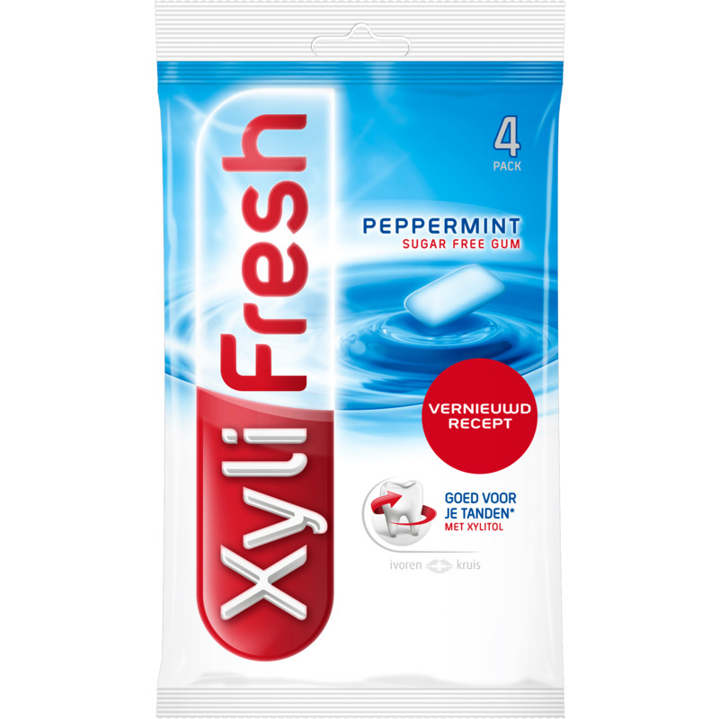 Xylifresh Peppermint gum sugarfree 4-pack bestellen | ah.nl