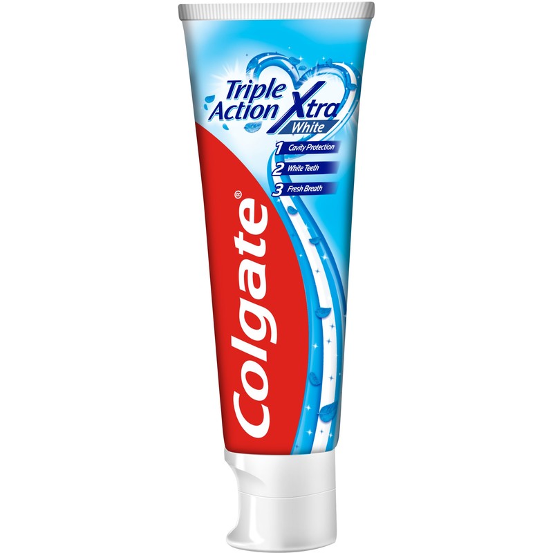 Lyrisch Onnodig neem medicijnen Colgate Triple action extra whitening tandpasta bestellen | Albert Heijn