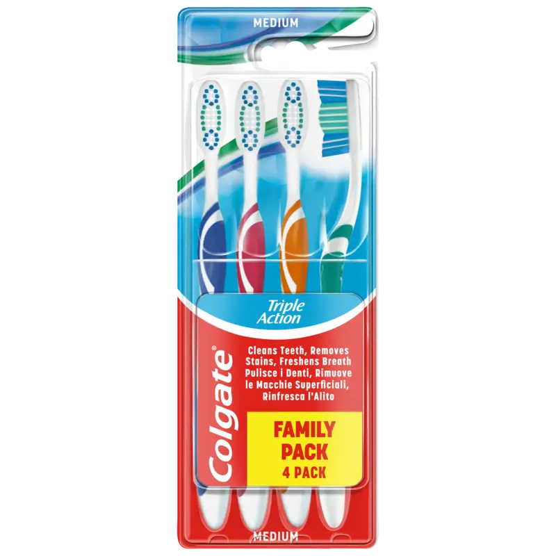 Triple Action Medium Tandenborstel 4 Stuks