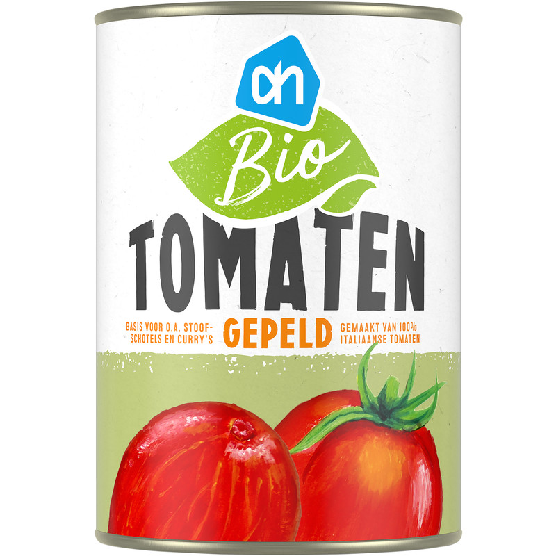Een afbeelding van AH Biologisch Gepelde tomaten in tomatensaus