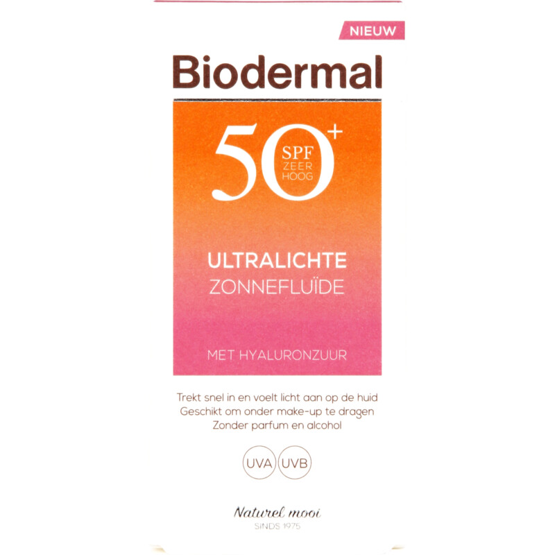 Een afbeelding van Biodermal Ultralichte zonnefluide gezicht spf50