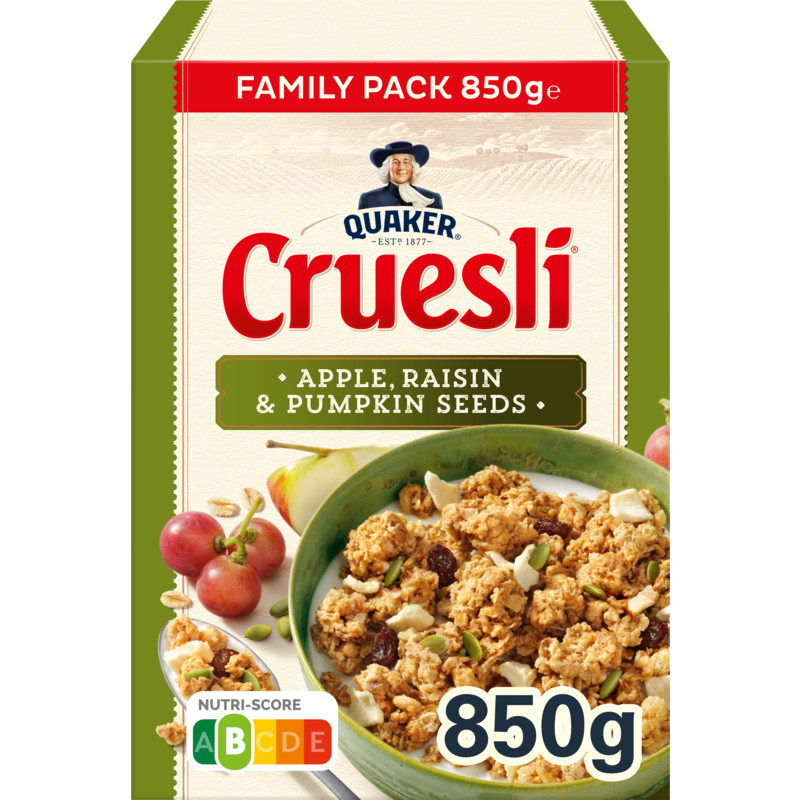 Een afbeelding van Quaker Cruesli apple, raisin & pumpkin seeds