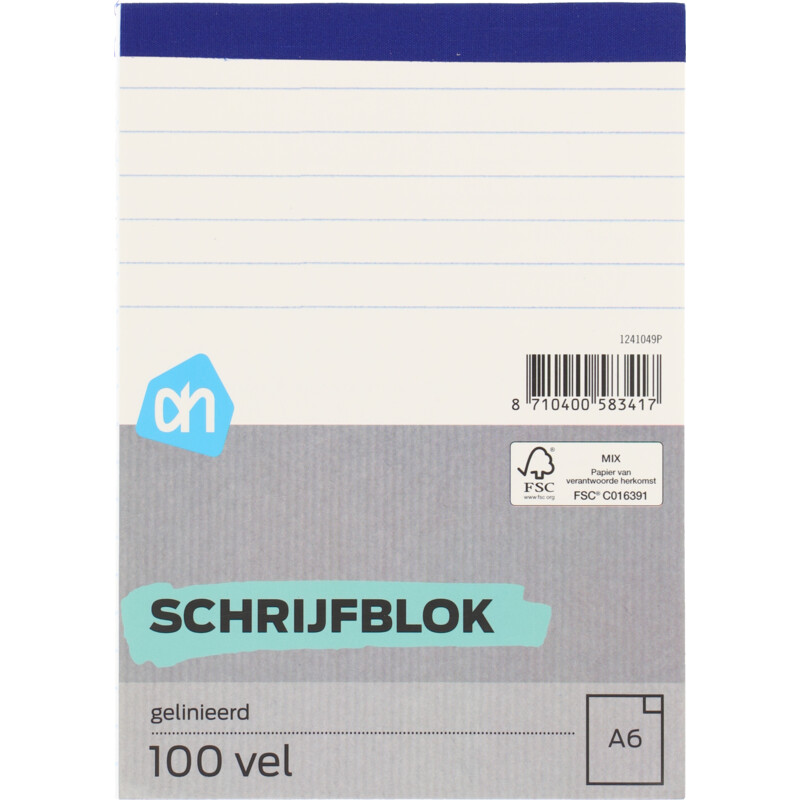 Een afbeelding van Greenminds Schrijfblok A6 gelineerd 100 vel