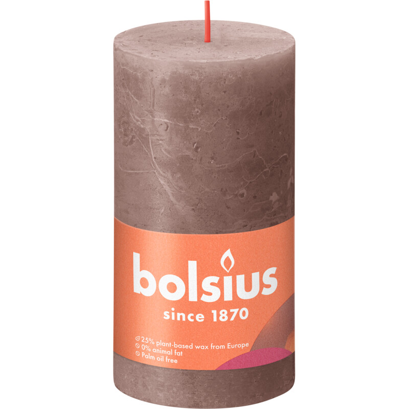 Een afbeelding van Bolsius Rustieke stompkaars 13cm taupe