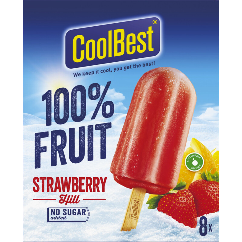 Een afbeelding van CoolBest 100% Fruitijs strawberry hill