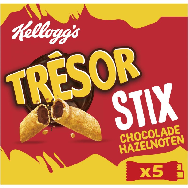 Een afbeelding van Kellogg's Trésor stix chocolade hazelnoten