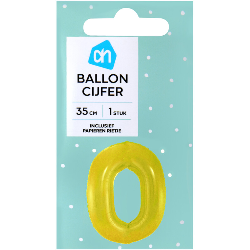 Een afbeelding van AH Folieballon nr 0 goud 36cm