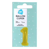 AH Folieballon nummer 1 goud 36cm