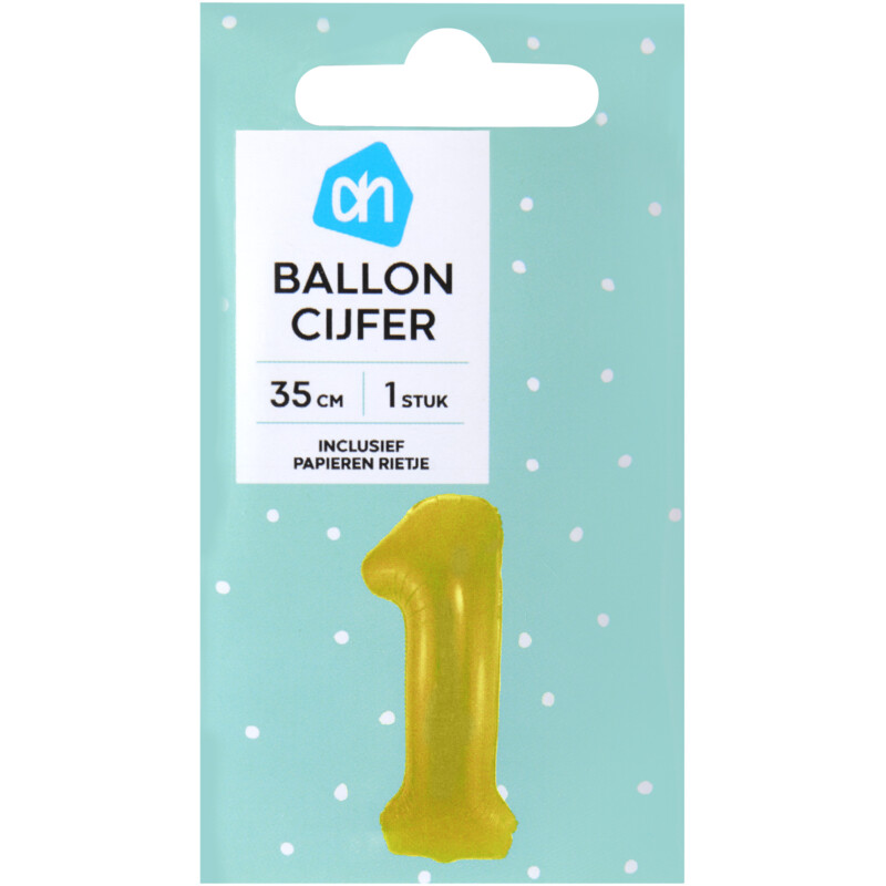 Een afbeelding van AH Folieballon nr 1 goud 36cm