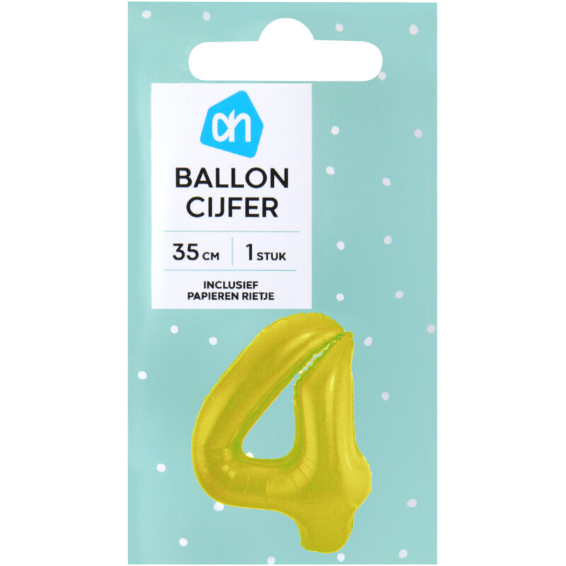 Een afbeelding van AH Folieballon nr 4 goud 36cm