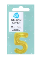 AH Folieballon nr 5 goud 36cm