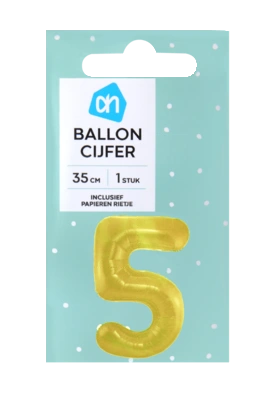 pdp-image-AH Folieballon nr 5 goud 36cm