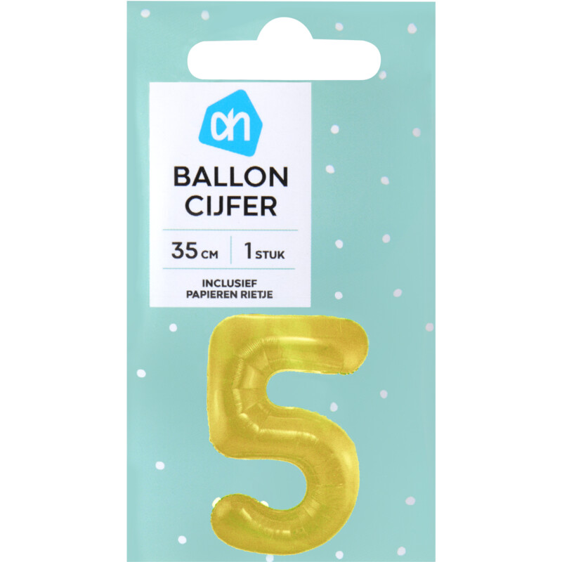 Een afbeelding van AH Folieballon nr 5 goud 36cm
