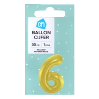 AH Folieballon nr 6 goud 36cm