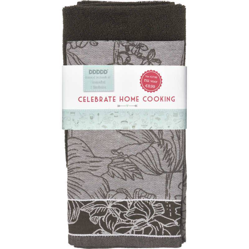 Een afbeelding van DDDDD Keukentextielset tonke almond