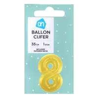 AH Folieballon nr 8 goud 36cm