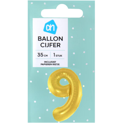 pdp-image-AH Folieballon nr 9 goud 36cm
