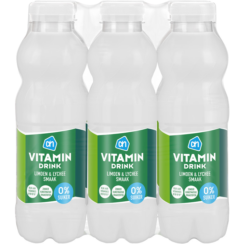 Een afbeelding van AH Vitamin drink limoen lychee 0% 6-pack