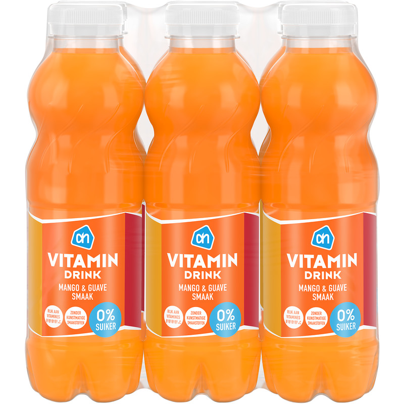Een afbeelding van AH Vitamin drink mango guave 0% 6-pack