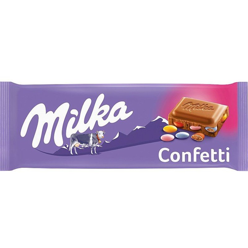 Een afbeelding van Milka Chocolade reep confetti