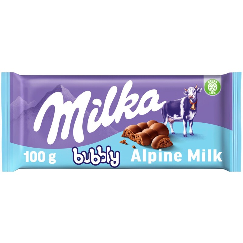 Een afbeelding van Milka Chocoladereep bubbly alpenmelk