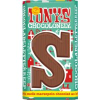 Een afbeelding van Tony's Chocolonely Melkchocolade letterreep marsepein S