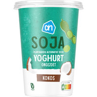 Een afbeelding van AH Terra Soja plantaardig variatie yoghurt kokos