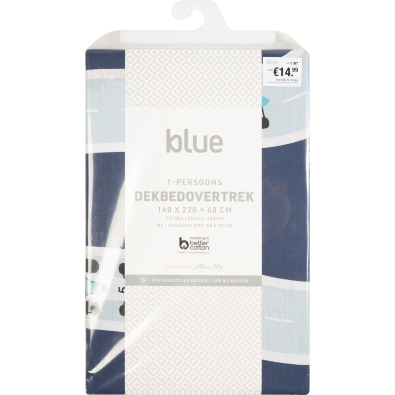 Een afbeelding van Blue Dekbedovertrek 1 persoon auto