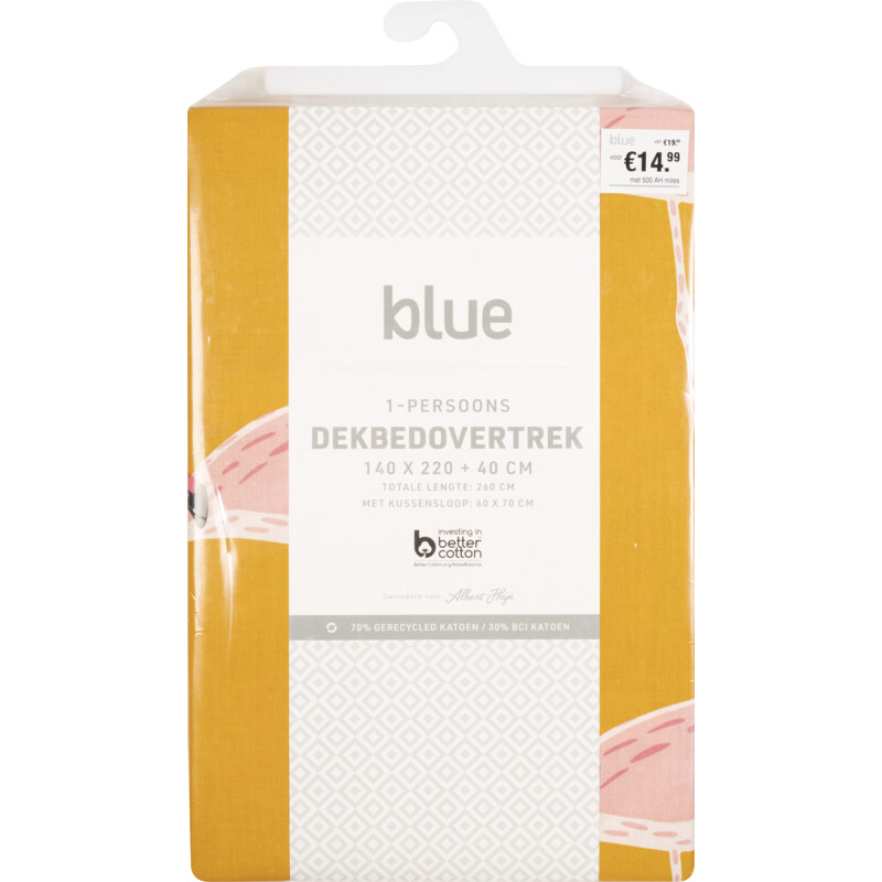 Een afbeelding van Blue Dekbedovertrek 1 persoon flamingo