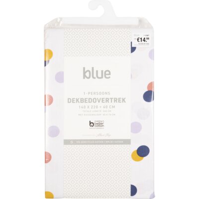 pdp-image-Blue Dekbedovertrek 1 persoon dot