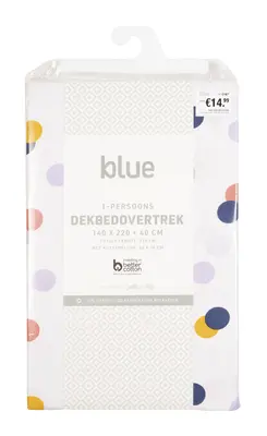 pdp-image-Blue Dekbedovertrek 1 persoon dot